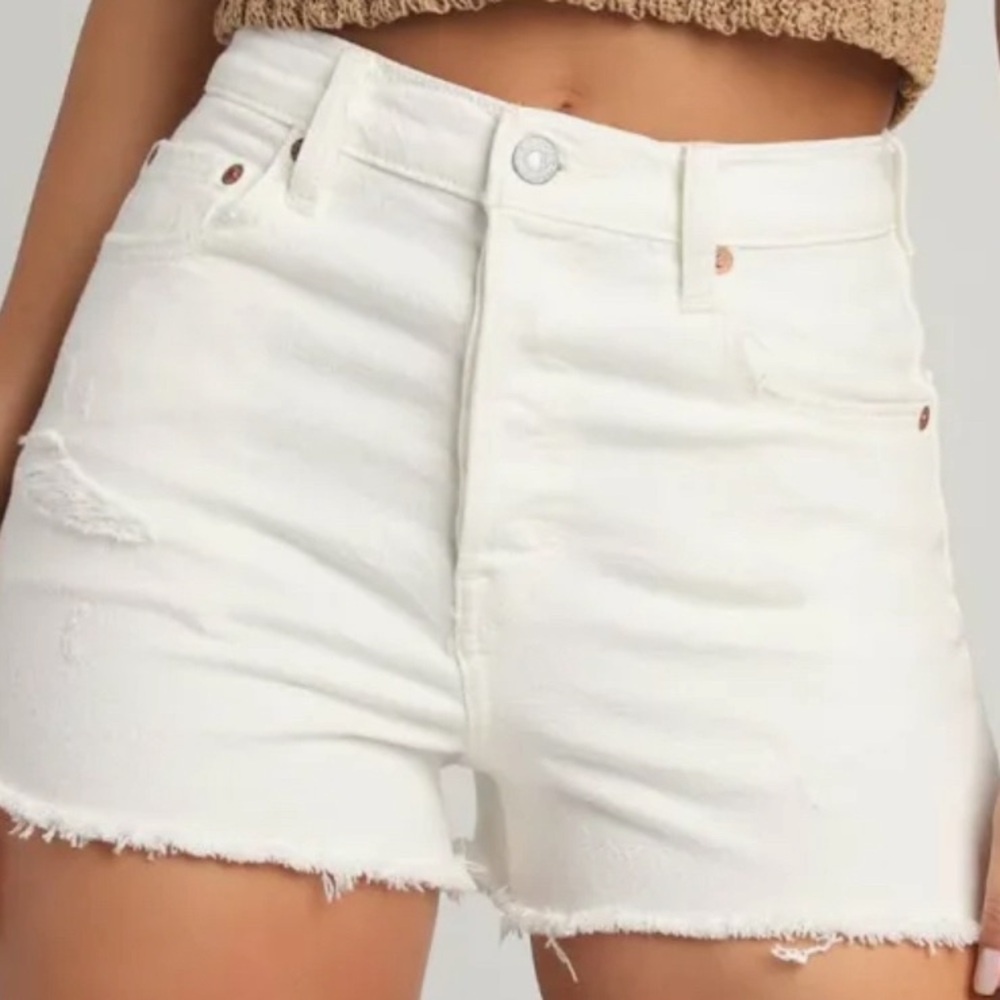 Women’s Ribcage White Denim Shorts